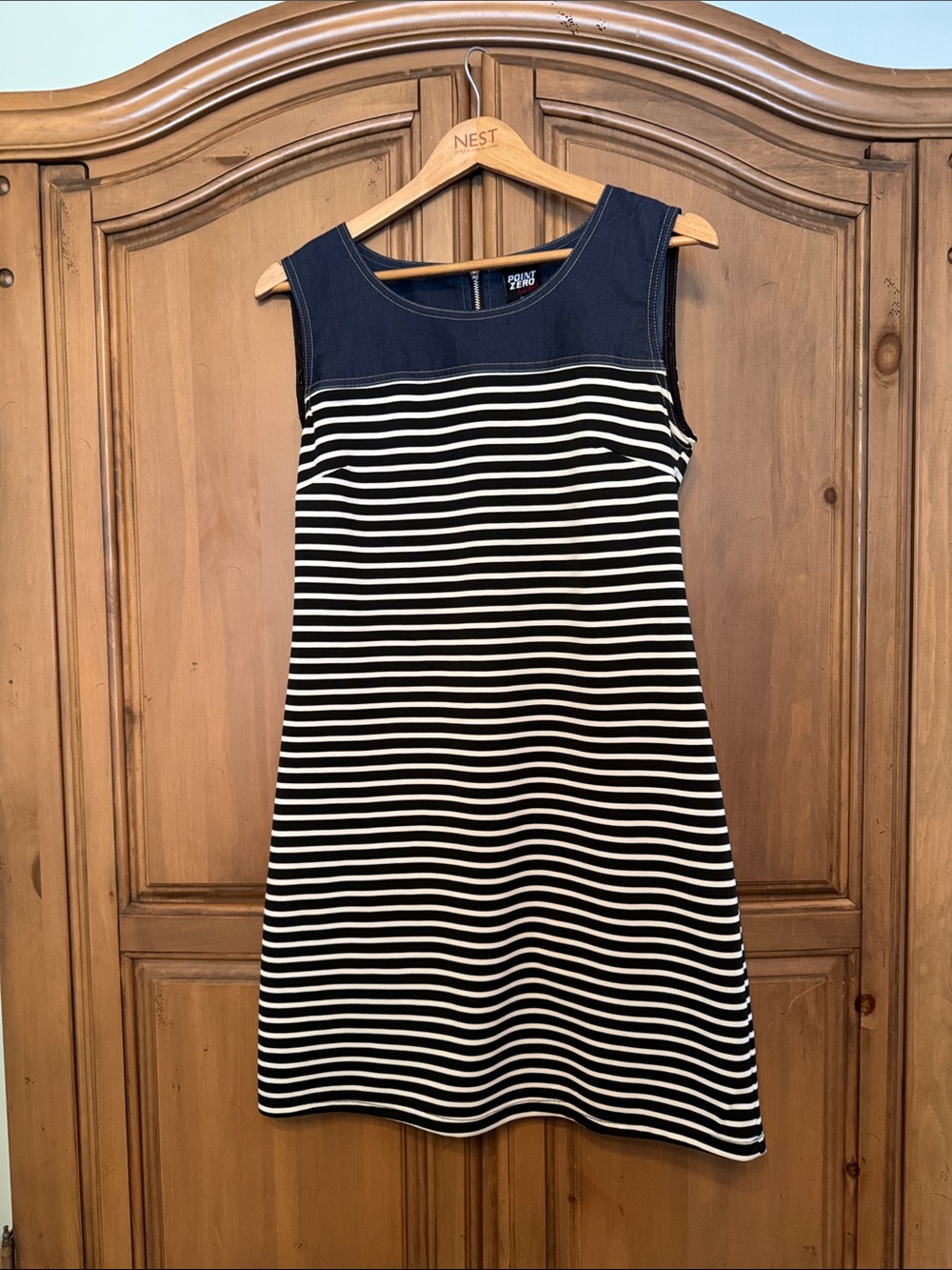 Point Zero Navy and White Striped Sleeveless Mini Dress
